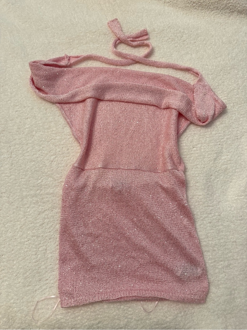 Edikted Shimmery Pink One-Shoulder Mini Dress
